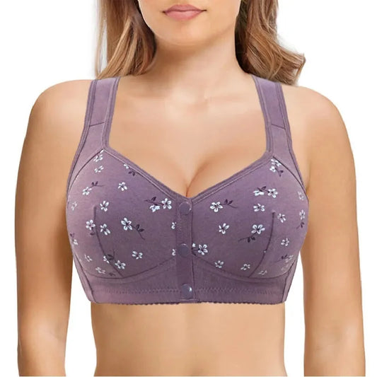 Large Size Printing Bra Front Opening and Closing Comfortable Breathable
