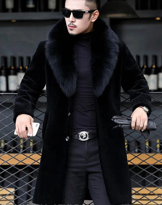 Long Wool Blends Outerwears Coats Black M-6XL