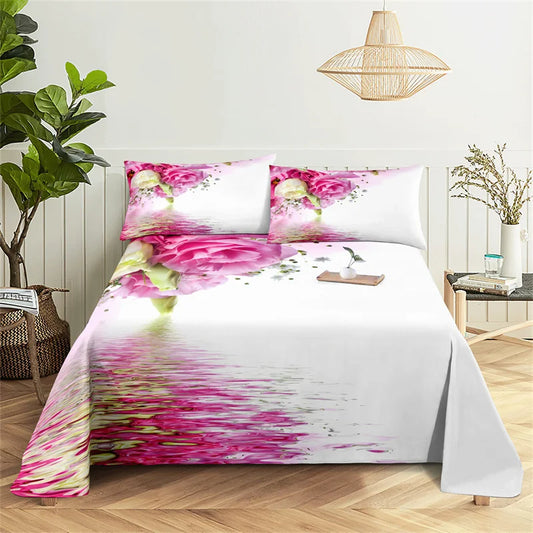 Plant Flowers Queen Sheet Set Girl, Lady's Room Bedding Set