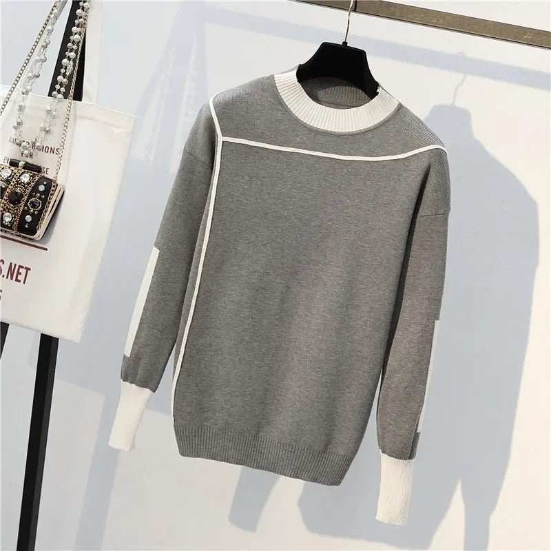 2 Pieces Set Knitted Long Sleeve Pullovers Sweater Casual