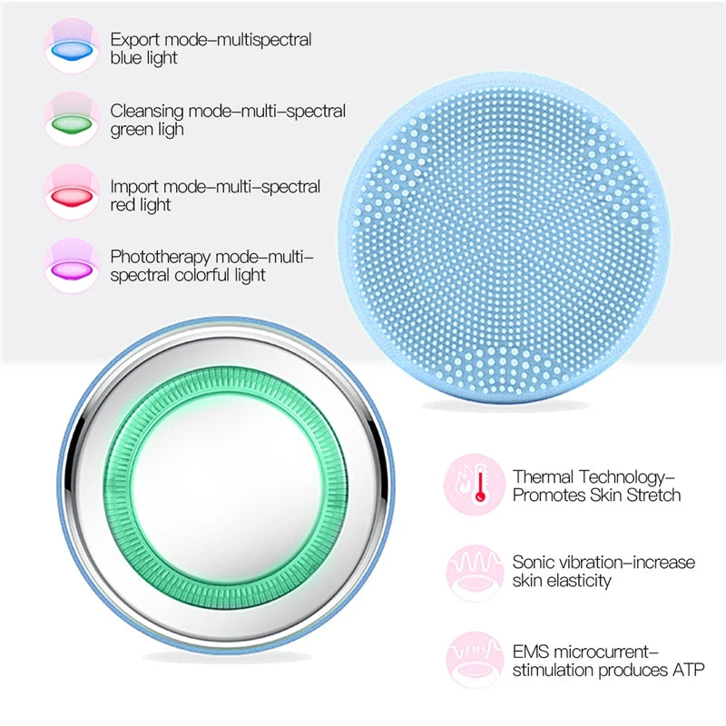 Electric Facial Cleansing Brush LED Phototherapy Skin Tightening