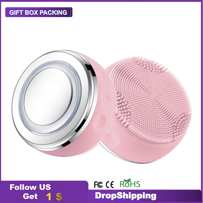 Electric Facial Cleansing Brush LED Phototherapy Skin Tightening