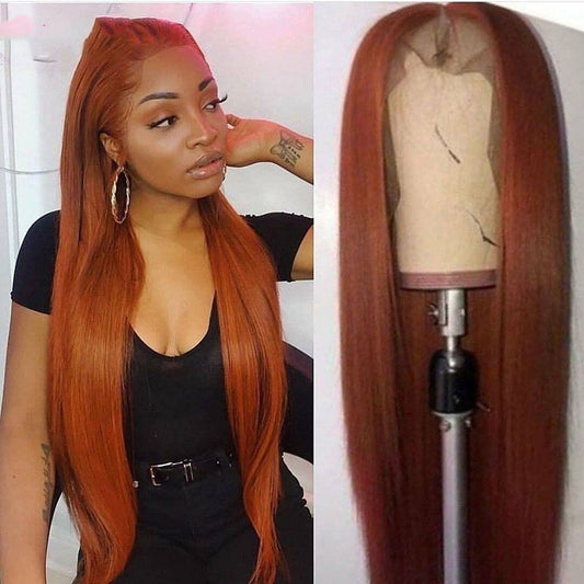 Dark Orange Straight Headgear Wig