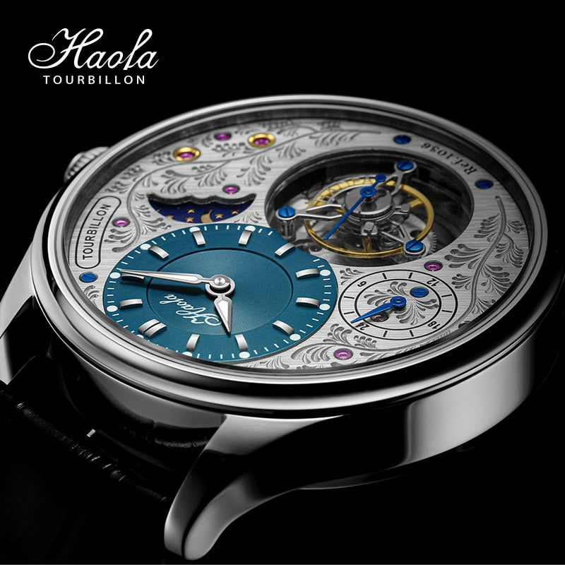 HAOFA Luxury Skeleton Tourbillon Mechanical Mens Watch