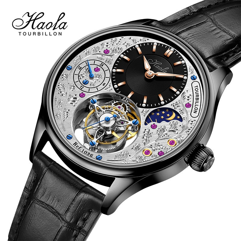 HAOFA Luxury Skeleton Tourbillon Mechanical Mens Watch