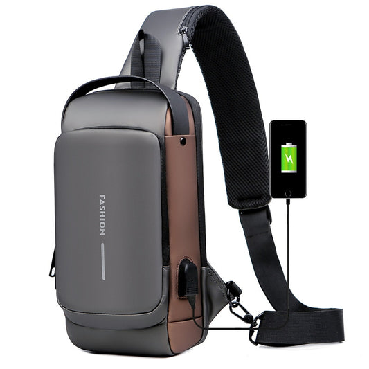 Chest Bag for Men Crossbody Waterproof USB Anti-Theft