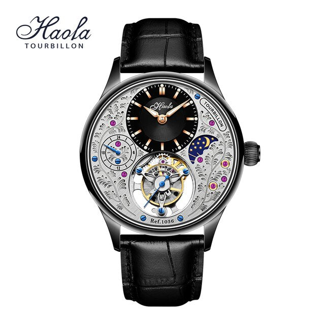 HAOFA Luxury Skeleton Tourbillon Mechanical Mens Watch