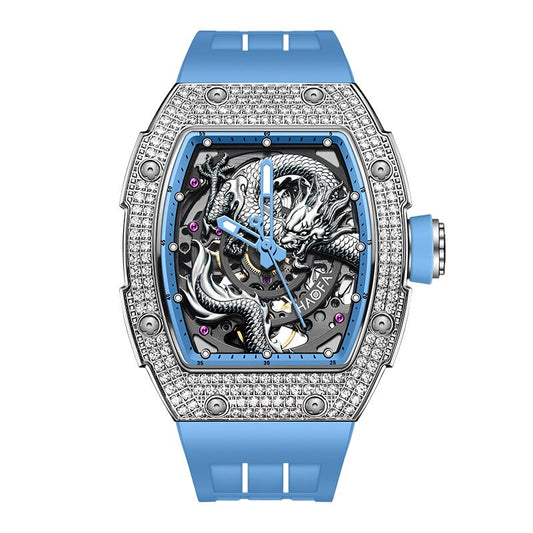 Haofa 3D Dragon Automatic Watch For Men Diamond Bezel Sapphire