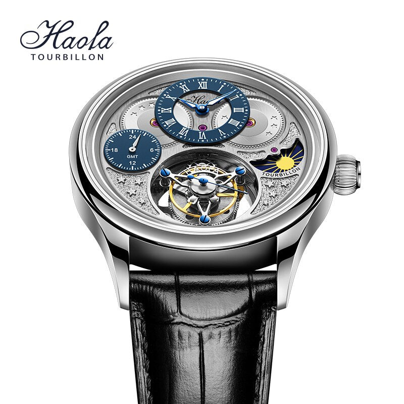 Haofa Tourbillon Mechanical Watch For Men Luxury GMT