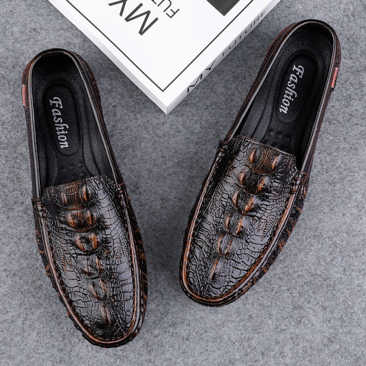 Crocodile Pattern Mens Loafers Casual Shoes