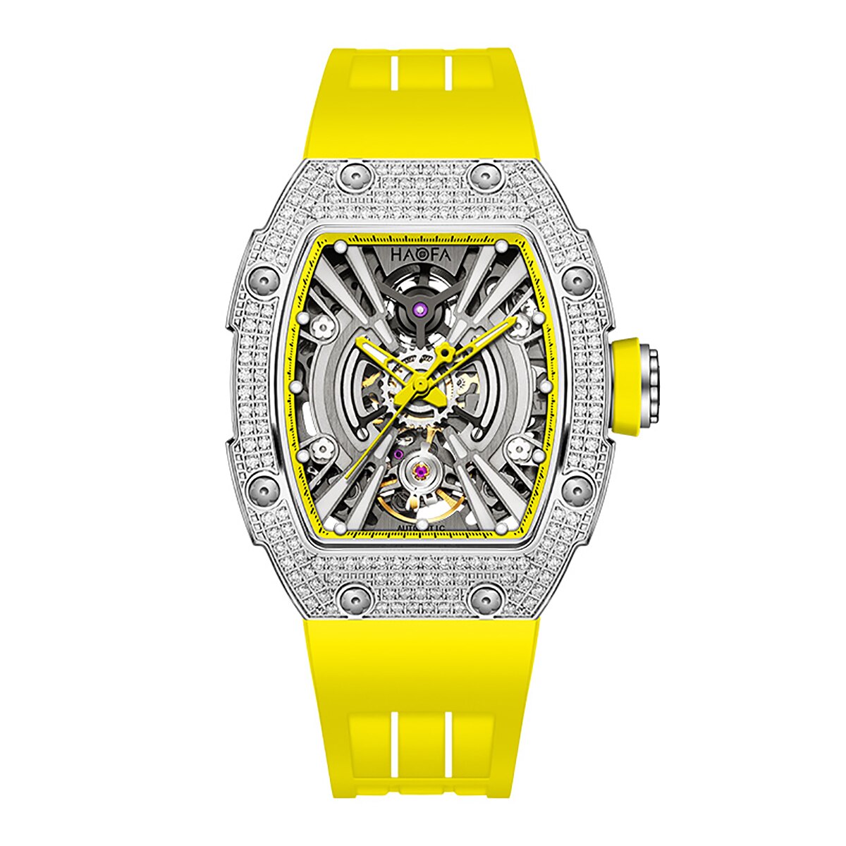 Haofa Luxury Automatic Mechanical Watch For Men Diamond Bezel