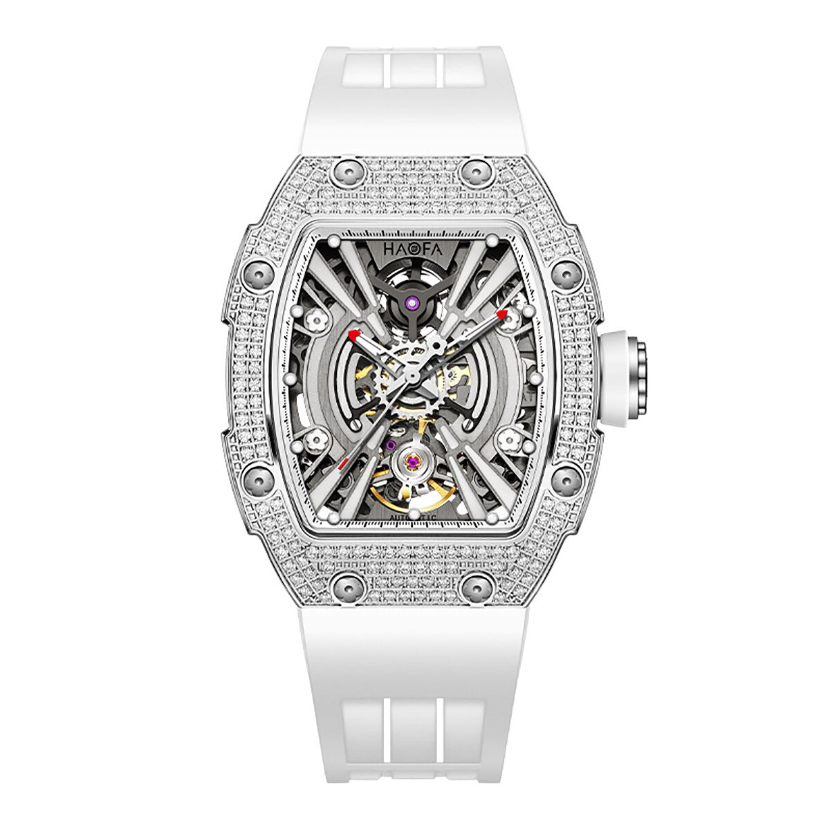 Haofa Luxury Automatic Mechanical Watch For Men Diamond Bezel