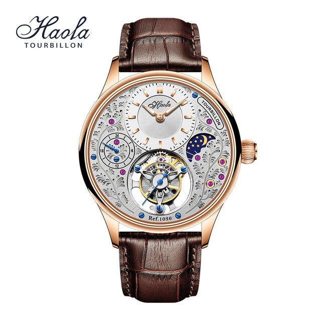 HAOFA Luxury Skeleton Tourbillon Mechanical Mens Watch